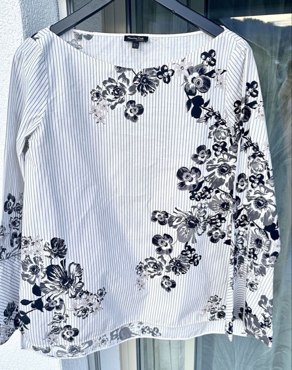 Massimo Dutti Camicette: Massimo Dutti Bluse, Gr. 42, gestreift mit Blumenmuster – Usato da Menziken venduto da cla_8qfq