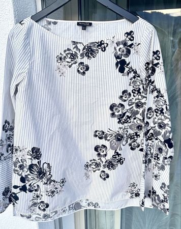 Massimo Dutti Bluse, Gr. 42, gestreift mit Blumenmuster
