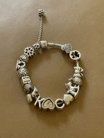 Pandora Armband 19cm mit 16 Charms und Sicherheitsclip