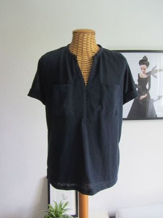 Feinstrick T-Shirt dunkelblau - XS