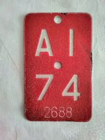 Velonummern Fahrradnummer AI 74 2688