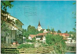 MÖHLIN - Dorfpartie mit Christ.Kirche "St.Leodegar" ca.1970
