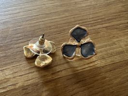 Ohrstecker Gold/Blau – Kleeblatt-Design – Neu & ungetragen
