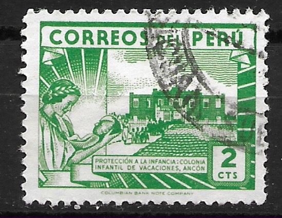Tutti i francobolli: Peru 1945: Kinderferienkolonie in Ancon – Usato da Zürich venduto da Rainstamps