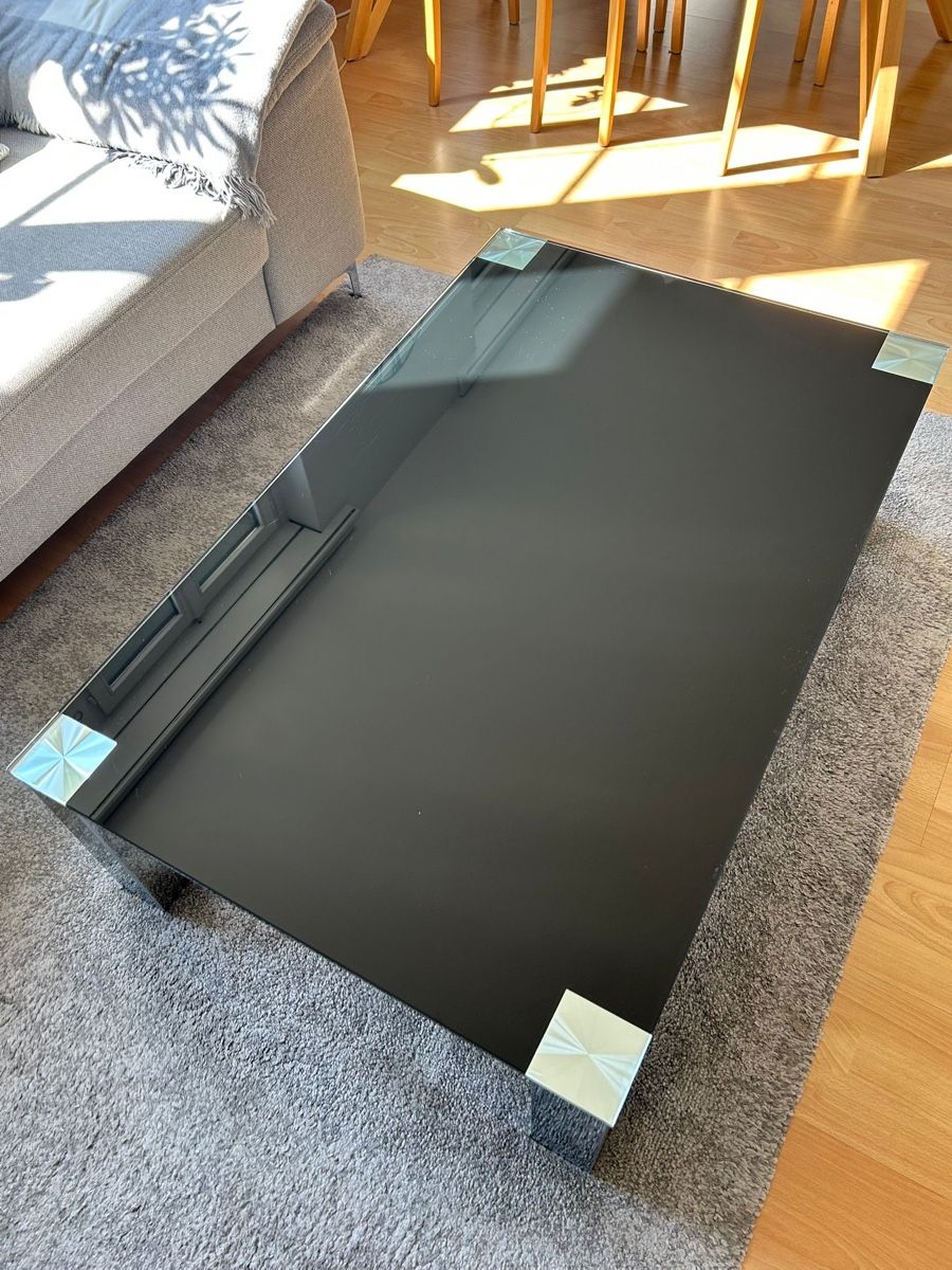 Livique Tavoli: Table basse design en verre noir et chrome – Usato da Biel/Bienne venduto da granitod 1