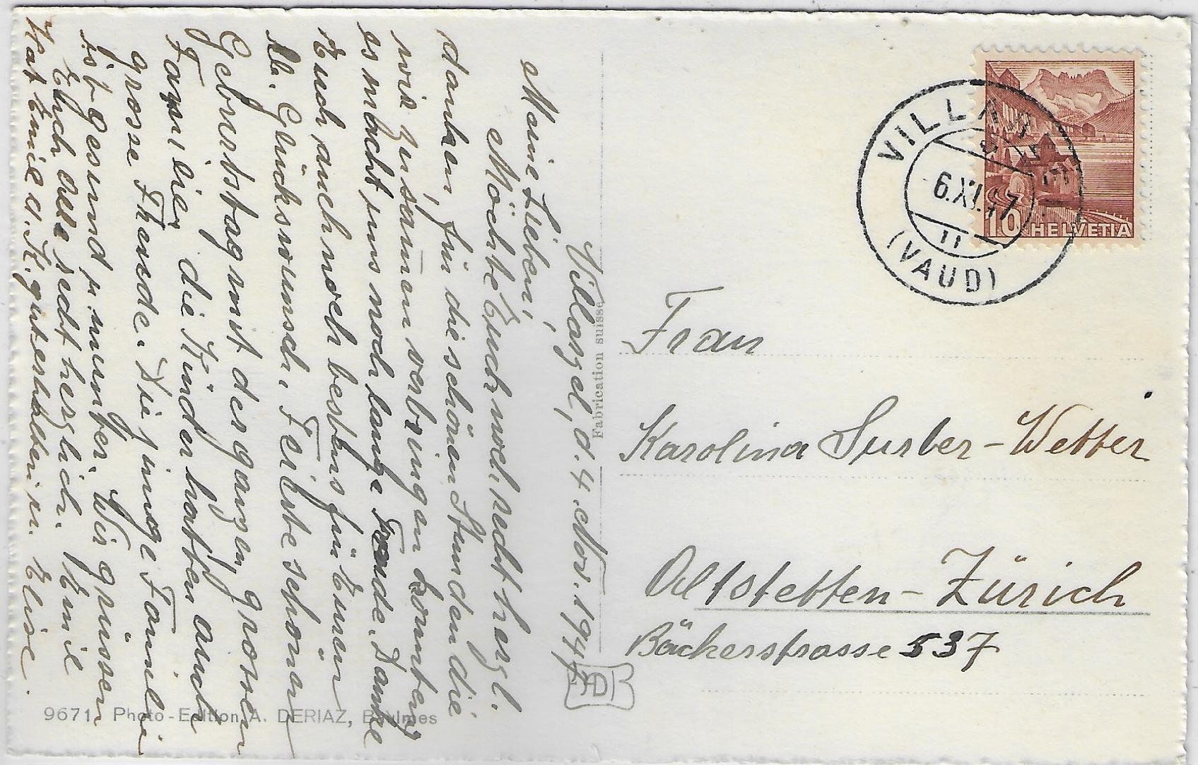Cartoline postali: Villarzel - Vue generale – Usato da Ettingen venduto da Kartenplanet 1