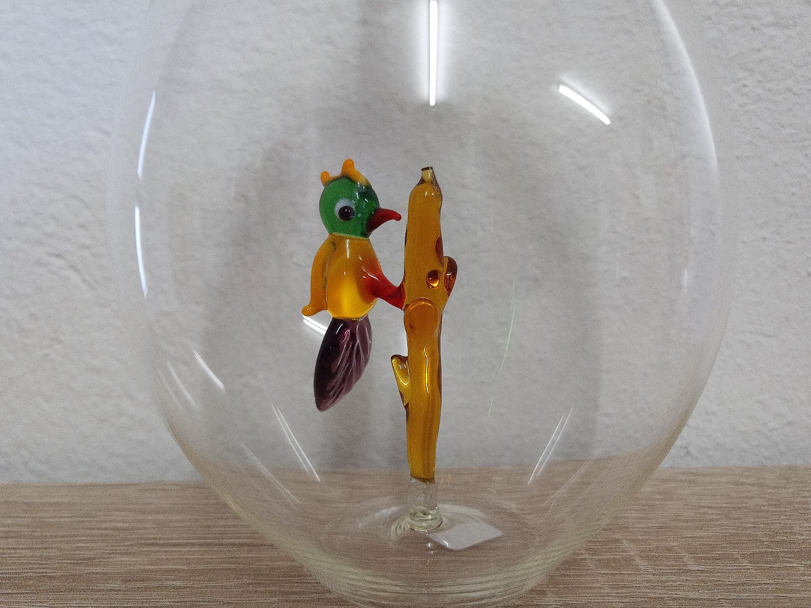 Apparecchiature e tecnologia a gas: Glasflasche mit Vogel - Specht - Papagei - Deko Flasche – Usato da Reiden venduto da Zofi-Brocki 1