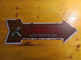 Retro Garage Blechschild - Auto Service 24h Deko