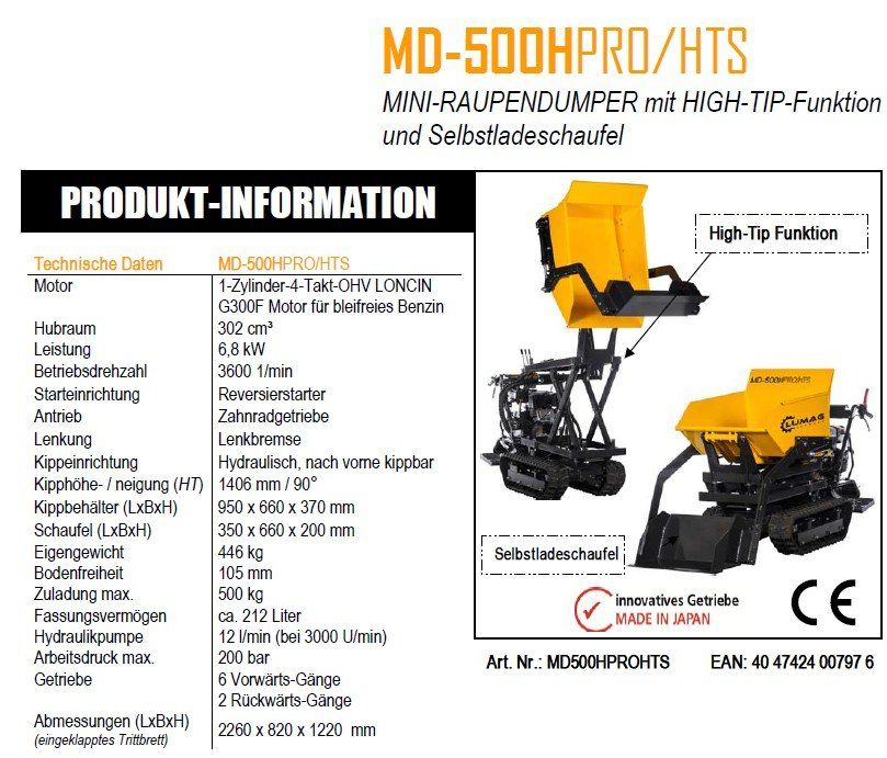 Tutte le macchine: Dumper MD-500HPRO mit High-Tip funktion – Usato da Bazenheid venduto da zue_xv62
