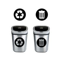 2x Aufkleber Mülleimer Recycling Entsorgung