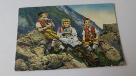 Appenzell - Kinder in Appenzeller Tracht - am rasten - 1916