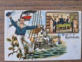 Ansichtskarte Künstlerkarte 1. Weltkrieg Musterung