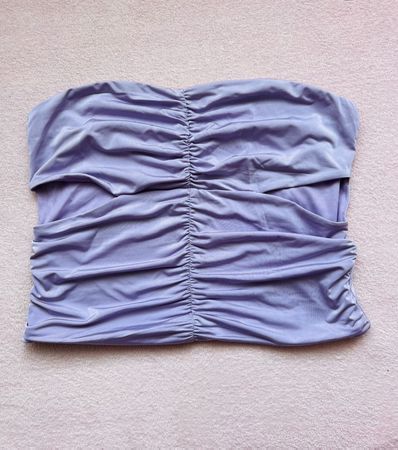 LILA BANDEAU-TOP MIT RAFFUNG