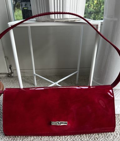 Longchamp Rot Vernis Leder Handtasche/Schultertasche