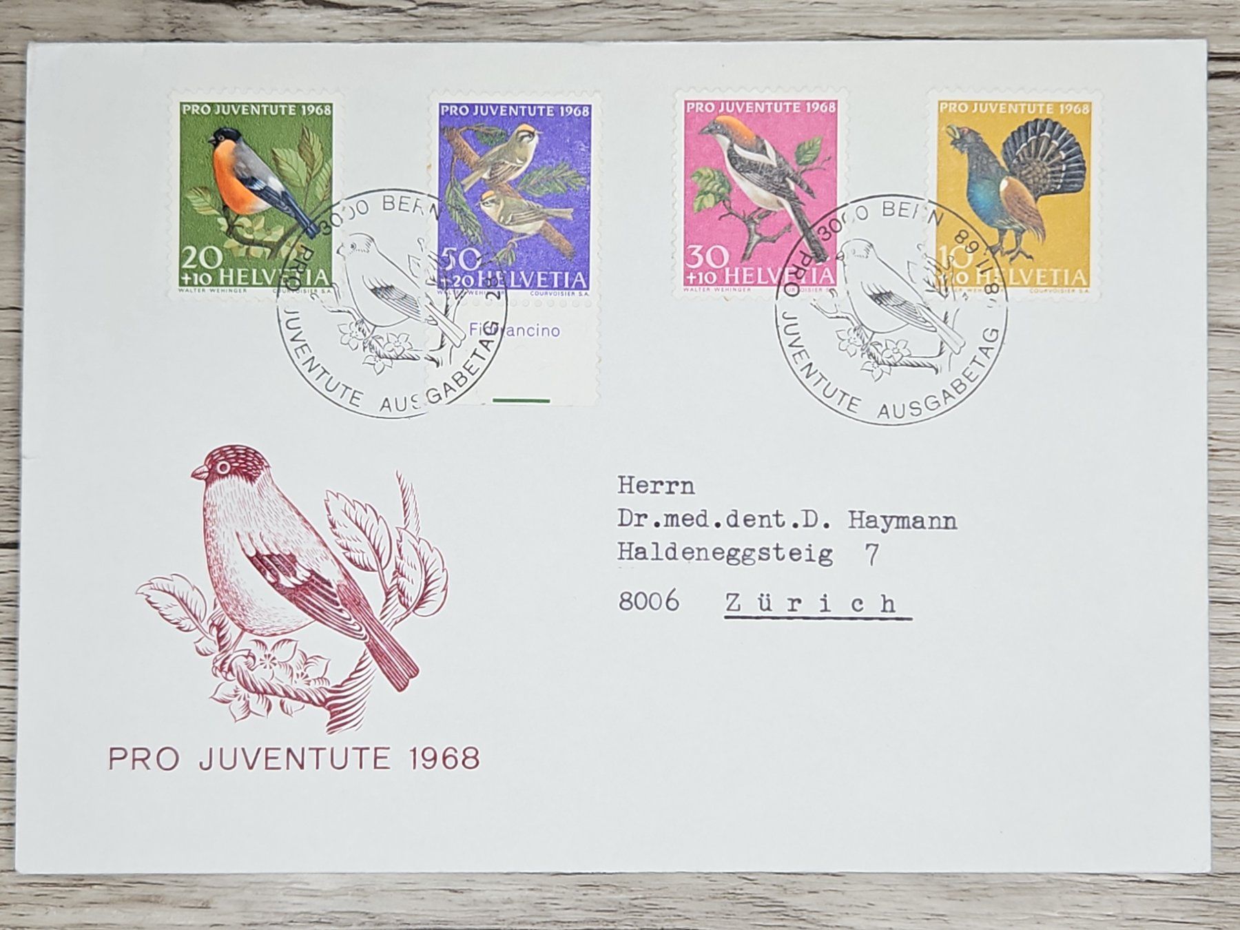 Tutti i francobolli: CL02 Enveloppe + Timbre Suisse 1968 – Usato da Cousset venduto da Patrick_Collections
