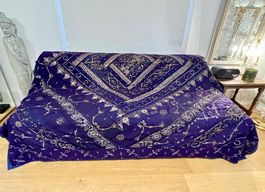 Saree Bed Cover Bettüberwurf Pailetten Stickerei Handarbeit