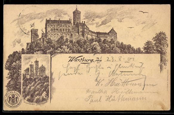 Cancelleria postale: Litho Wartburg, Blick von der Südseite, – Usato da Berlin venduto da bartko-reher