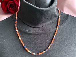 Unikat 💎 Halskette Antiker Koralle, Lapislazuli,  Perlmutt