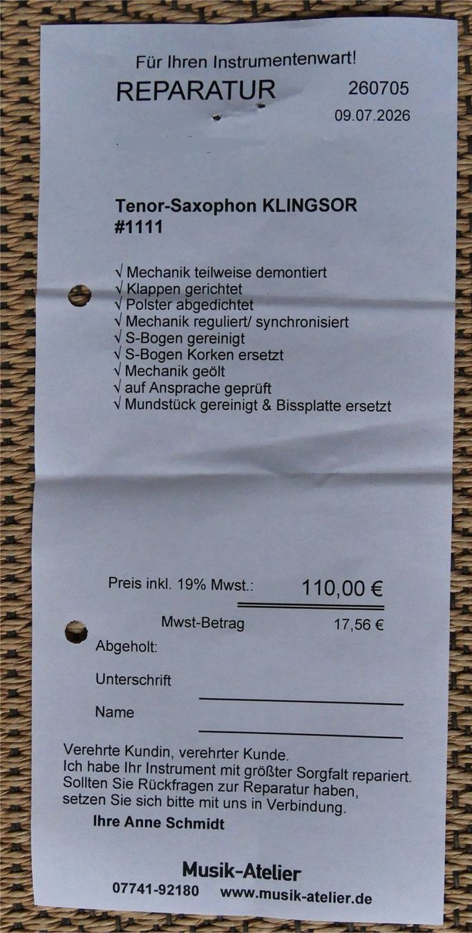 Musikinstrumente: Tenor-Saxophon Hammerschmidt Klingsor – Gebraucht aus Böbikon von Dj-nax-oss 8
