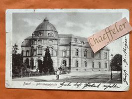 1902 Basel Bibliotheksgebäude Ak gelaufen 