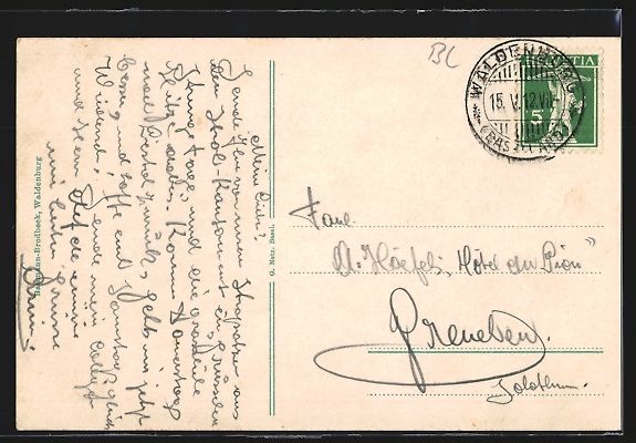 Cartoline postali: AK Waldenburg, Strassenpartie mit Bergen – Usato da Berlin venduto da bartko-reher 1