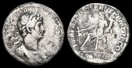 Silberdenar des römischen Kaisers Hadrian (117–138 n. Chr.),