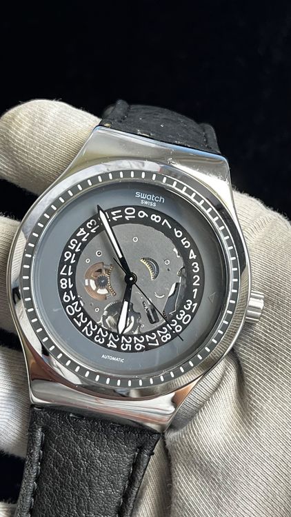 Swatch Orologi: Swatch Automatik Uhr, Lederarmband – Usato da Grenchen venduto da chththl 4