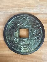 grosses Münzen amulett / China Glücksbringer aus Bronze Deko