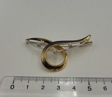 18 Karat 750 Gelb&Weiss Gold Brosche Mit Diamanten