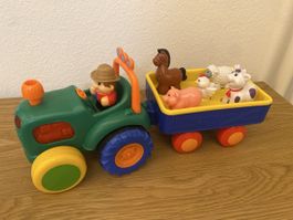 Bunter Bauernhof Traktor mit Anhänger und Tieren- Spielzeug