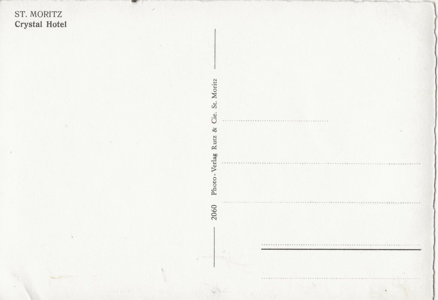 Cartoline postali: O. Rutz, Crystal Hotel, St. Moritz – Usato da Frauenfeld venduto da Merk52 1