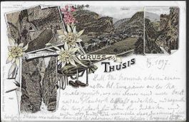 1897 AK Litho THUSIS vier Ansichtn attrakiv selten ab 1.-