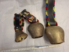 Kuhglocken mit Lederriemen Dekoration Set 3 Stk 