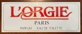 Panneau publicitaire R/V du parfum l'Orgie, Paris. 59x23 cm
