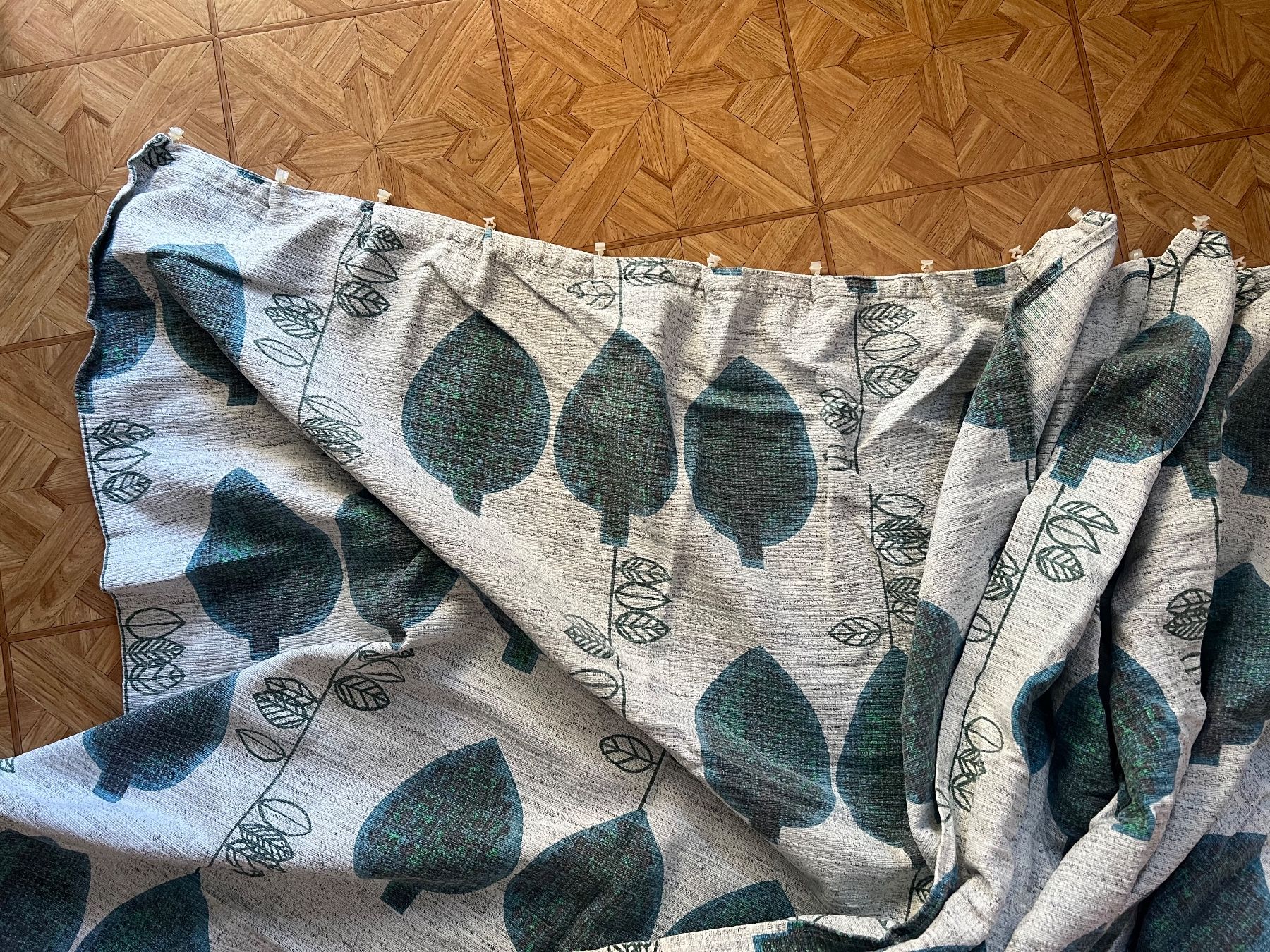 Tende: Vintage Vorhang blaue Blätter – Usato da Chiasso venduto da ludi_a6 1