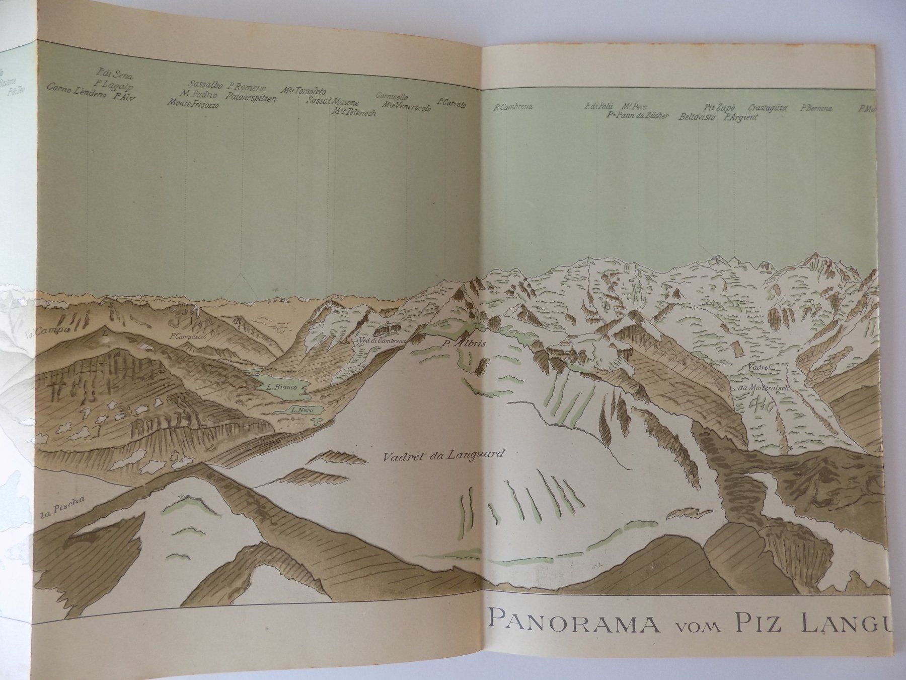 Incisioni: Panorama vom Piz Languard 1897 – Usato da Risch venduto da Antikfee 3