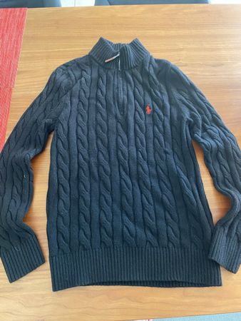 Polo Ralph Lauren Pullover black size M cable knit zipper