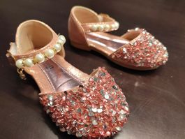 Festliche Mädchen-Schuhe, Gr. 22, Rosa Glitzer, Top Zustand!