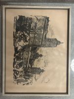Gerahmte Schwarz-Weiss Zeichnung 26 × 35 cm