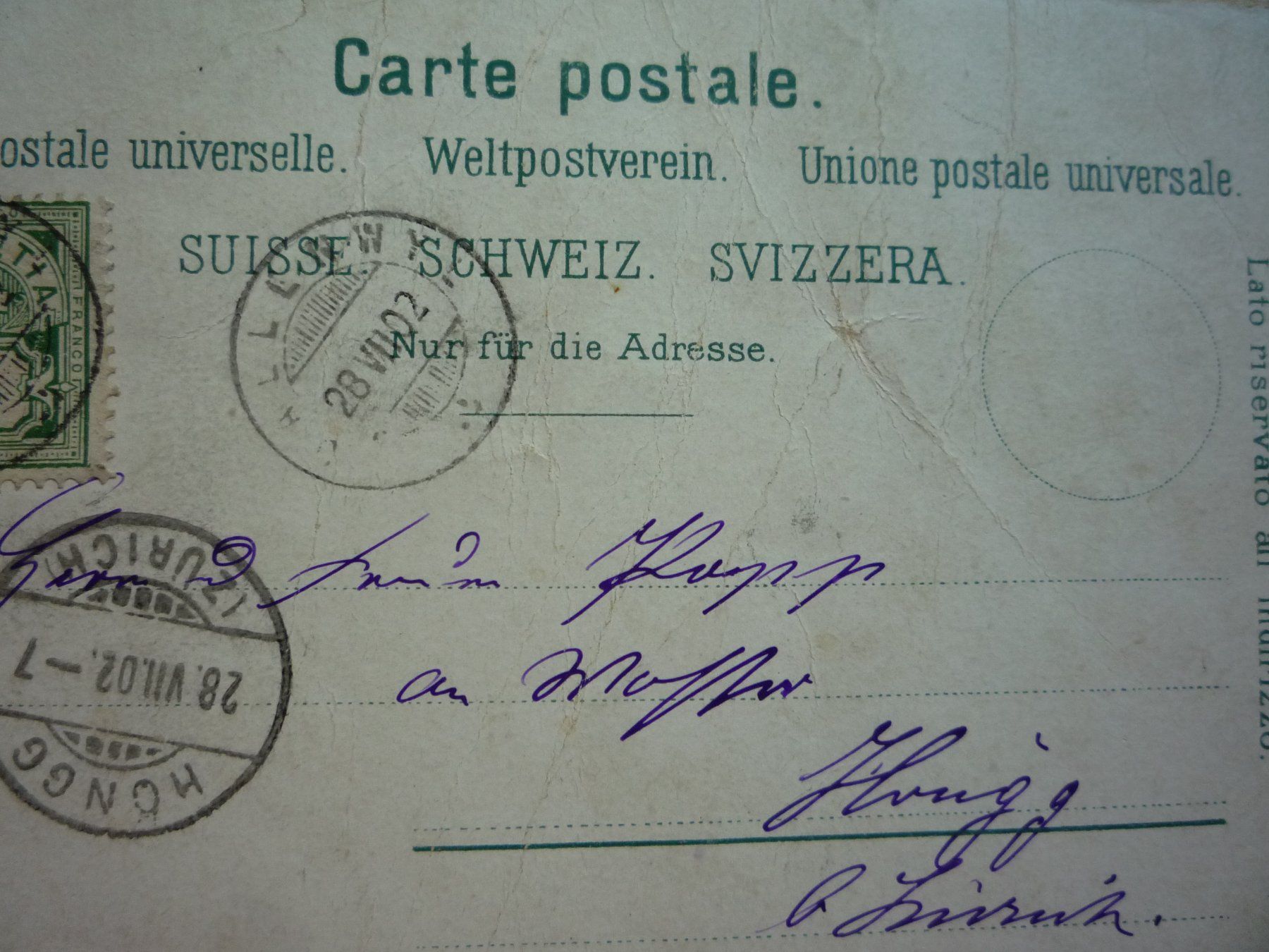 Cartoline postali: Unterwaldner Haus, 28.VII.02 – Usato da Rieden SG venduto da Brockehuesli 5