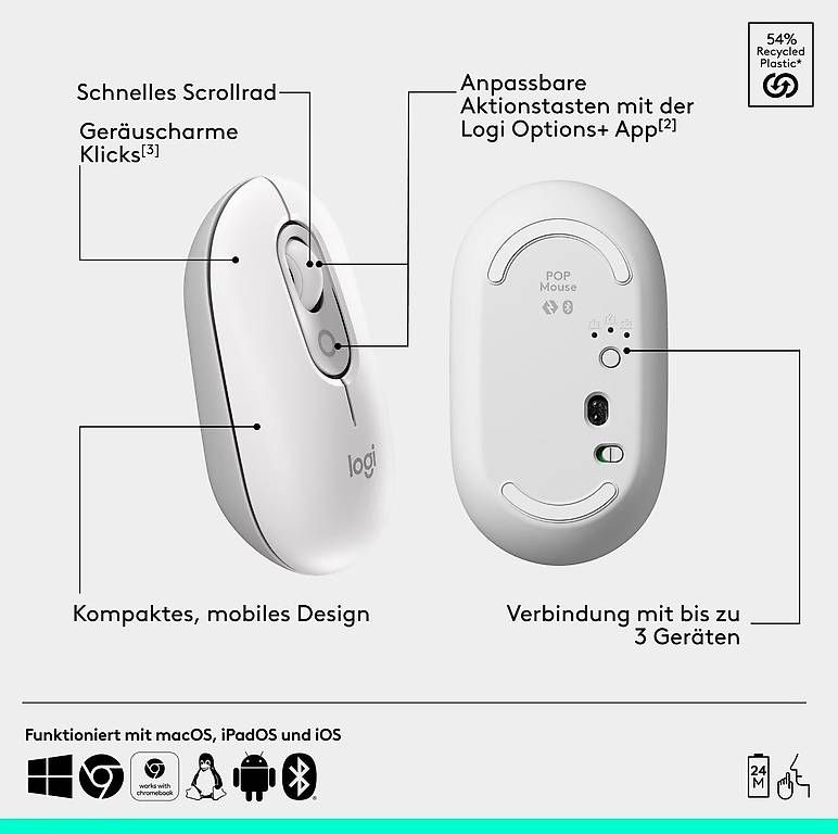 Logitech Mouse: Logitech POP Mouse White - Neuve emballée – Nuovo e nell'imballaggio originale da Lausanne venduto da gigalabs 3