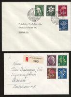 Pro Juventute Serien 1946 + 1948 auf Brief