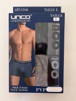 Boxer Herren, UNCO, Grösse L  (2 Stück; Dunkelblau + Grau)