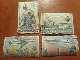 Alte Briefmarken, Tschechoslowakei, 4er Set,