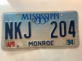 🇺🇸 U.S. Autoschild, Mississippi NKJ 204 - ORIGINAL