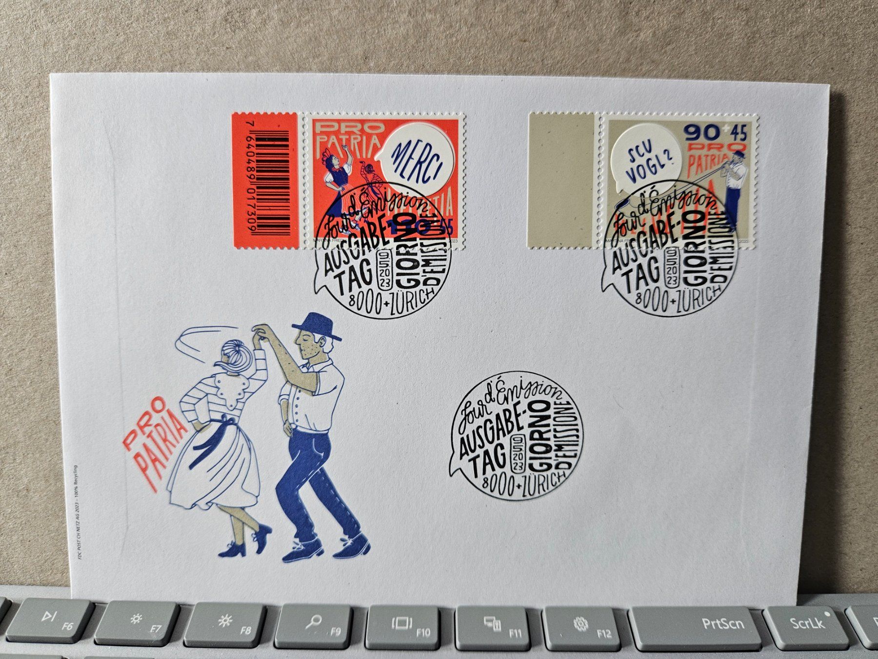 Tutti i francobolli: FDC Pro Patria 2023 aus Kleinbogen, Format C6 – Usato da Rickenbach SO venduto da Bytebull