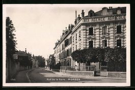 AK Morges, Rue de la Gare, 1930