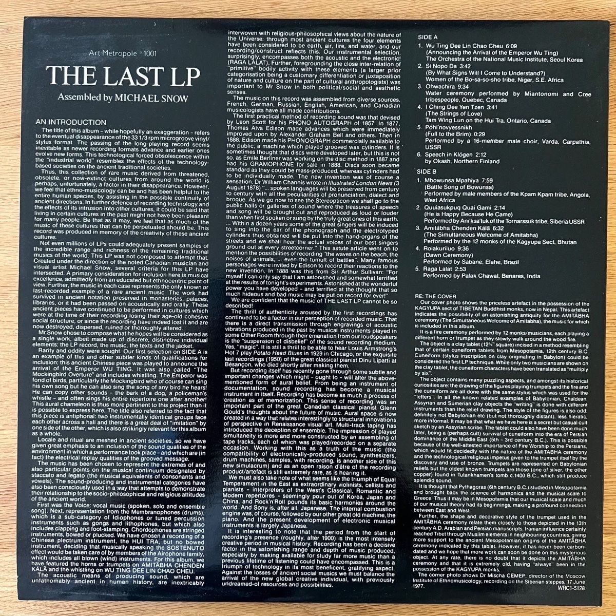 Dischi in vinile: Michael Snow - The Last LP / 1. Canada-Press. 1987 - TOP – Usato da Gais venduto da soundcave57 1
