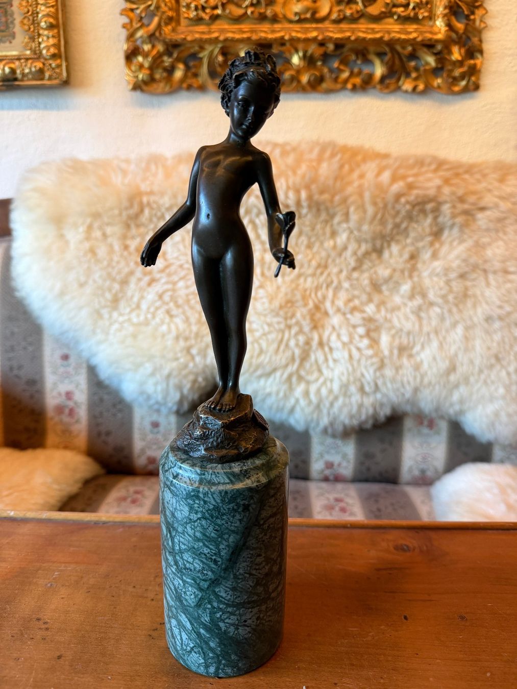 Sculture & Statue: Milo Mädchen mit der Rose, Art Deco, Bronze und Marmor – Usato da Zofingen venduto da Schekke 1