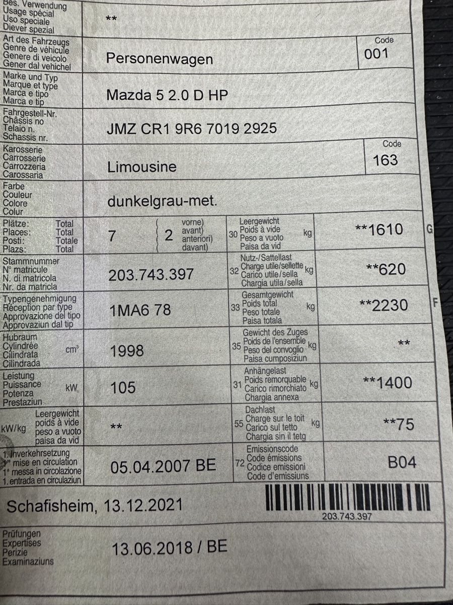 Mazda Automobili: Mazda 5 Diesel, 7 Plätzer – Usato da Hunzenschwil venduto da Semko2 9